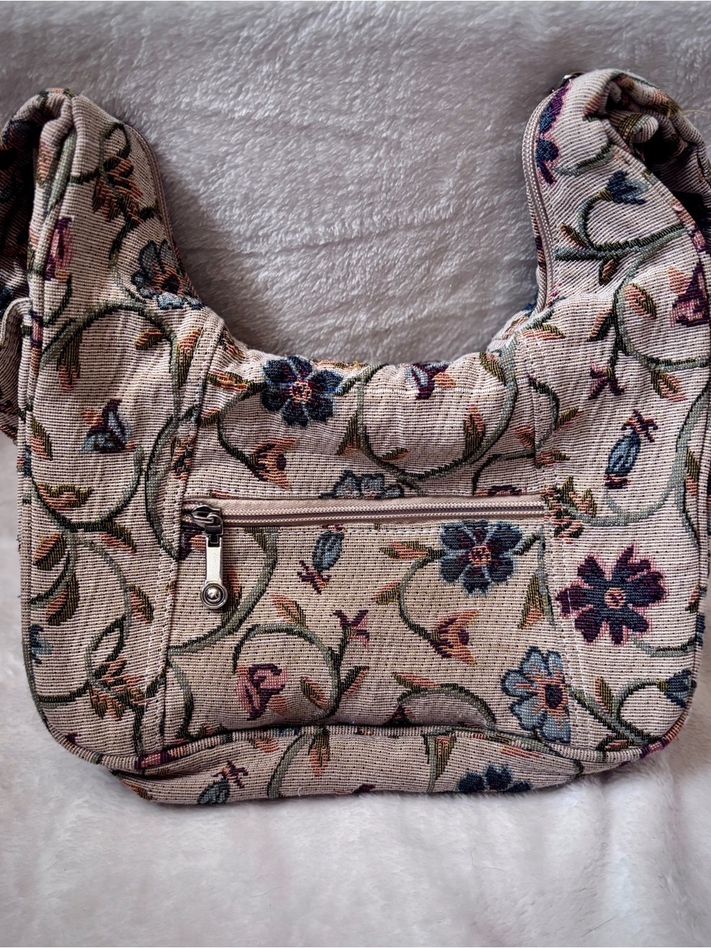 Vintage 90s Floral Tapestry Hobo Shoulder Bag Cottagecore Boho VTG